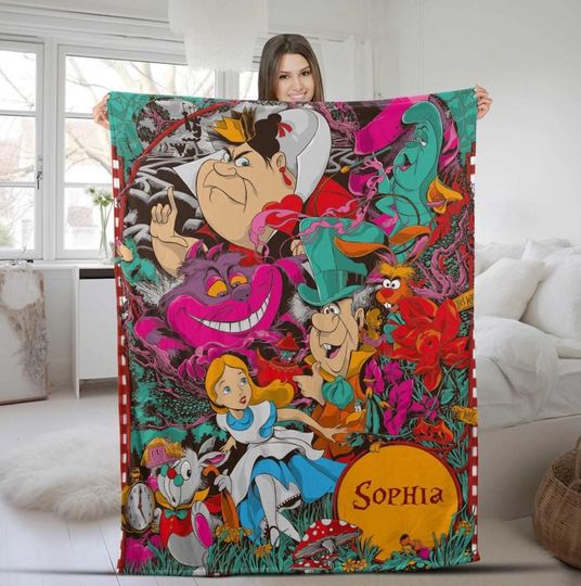 Custom Name Princess Alice Blanket, Personalized Name Baby Girl Blanket, Cartoon Characters Blanket, Princess Blanket For Kids
