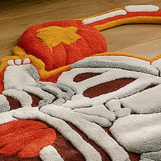 Handmade Skeleton Cartoon Rug