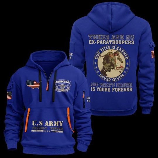 Custom US Navy Veteran Quarter Zip Hoodie: Proudly Served Design