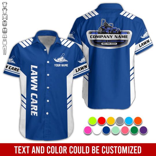 Custom Lawn Care Work Shirt: Personalized Button Up Prosfessional Uniform