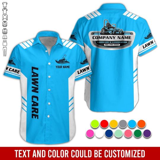 Custom Lawn Care Work Shirt: Personalized Button Up Prosfessional Uniform