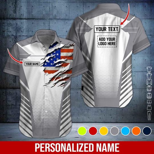 Custom US Flag Work Shirt: Personalized 3D All Over Printed Uniform