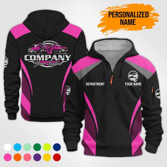 Custom Logo Quarter Zip Work Hoodie: 100% Cotton Uniform