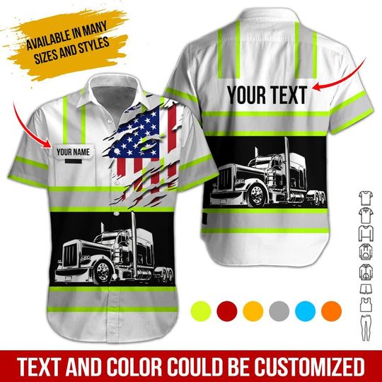 No Reflective - Custom Work Shirt with Flag: Personalized Truck Uniform