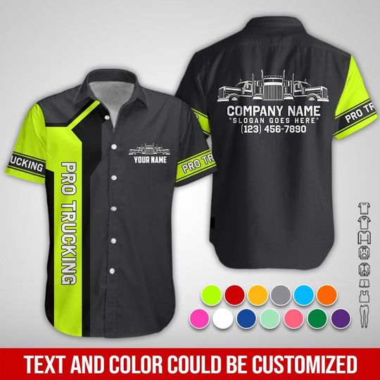 Semi Truck Driver Work Uniform | Personalized Name, Phone & Company Info Full Print Shirt