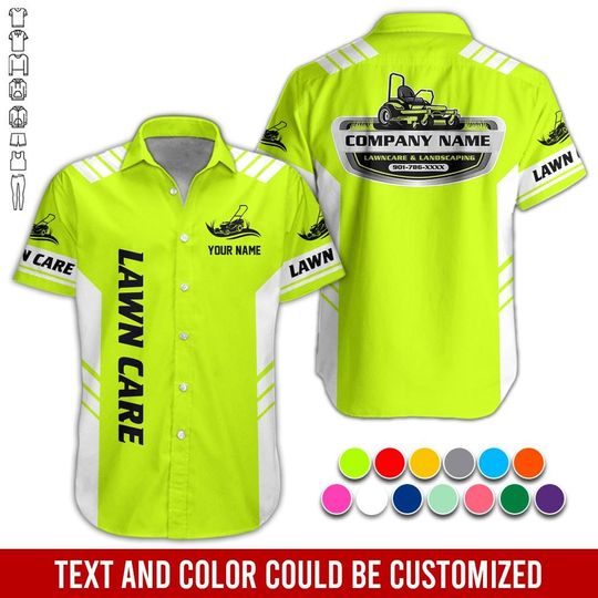 Custom Lawn Care Work Shirt: Personalized Button Up Prosfessional Uniform