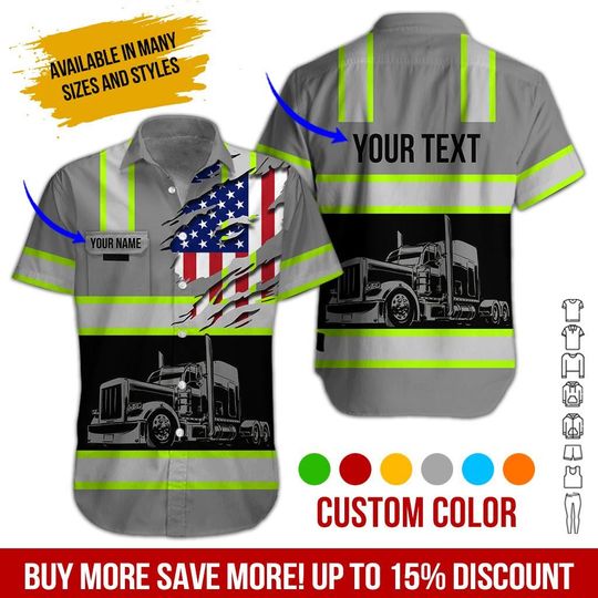 No Reflective - Custom Work Shirt with Flag: Personalized Truck Uniform