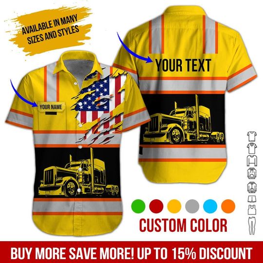 No Reflective - Custom Work Shirt with Flag: Personalized Truck Uniform