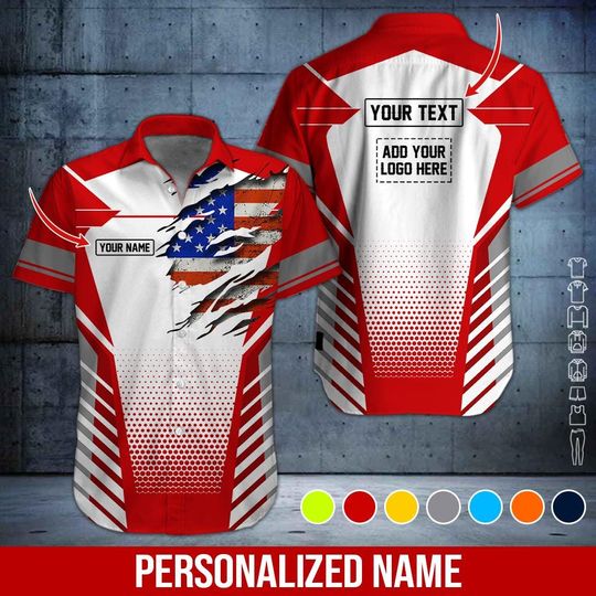 Custom US Flag Work Shirt: Personalized 3D All Over Printed Uniform