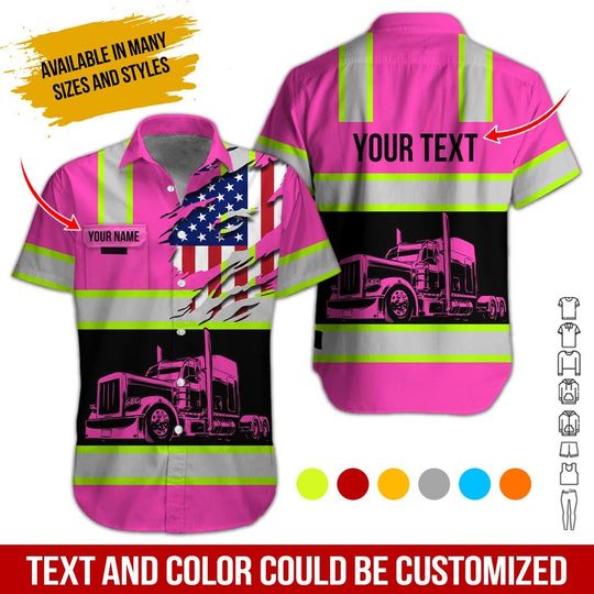 No Reflective - Custom Work Shirt with Flag: Personalized Truck Uniform