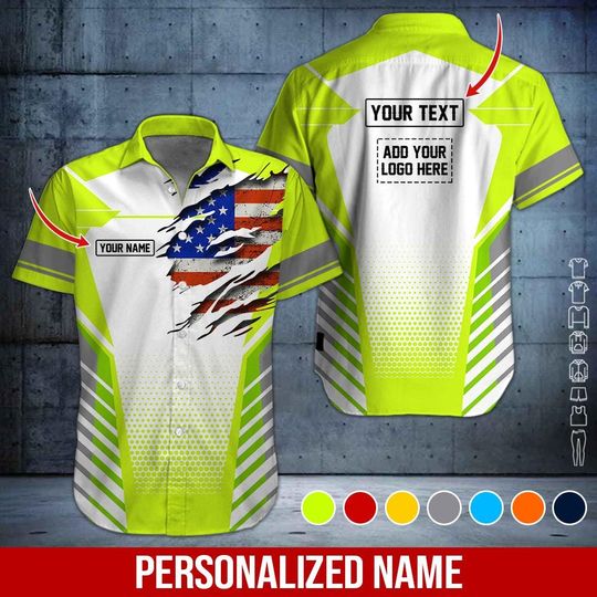 Custom US Flag Work Shirt: Personalized 3D All Over Printed Uniform