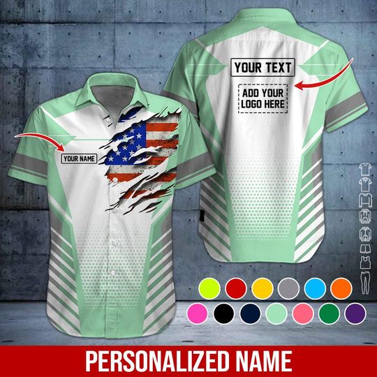 Custom US Flag Work Shirt: Personalized 3D All Over Printed Uniform