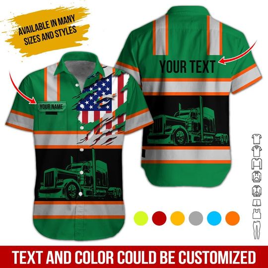 No Reflective - Custom Work Shirt with Flag: Personalized Truck Uniform