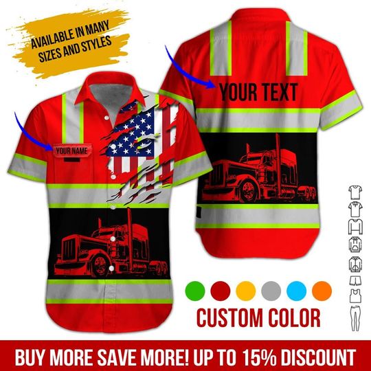 No Reflective - Custom Work Shirt with Flag: Personalized Truck Uniform