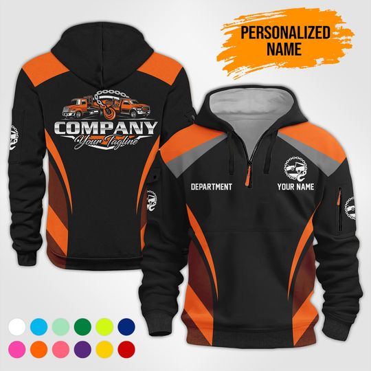Custom Logo Quarter Zip Work Hoodie: 100% Cotton Uniform