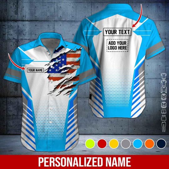 Custom US Flag Work Shirt: Personalized 3D All Over Printed Uniform