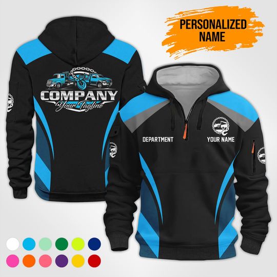 Custom Logo Quarter Zip Work Hoodie: 100% Cotton Uniform