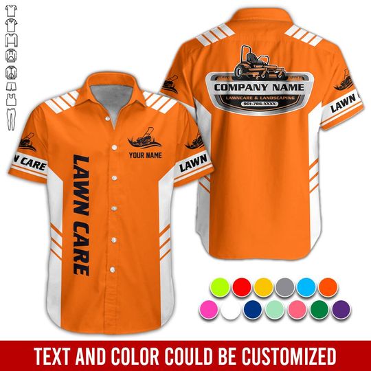 Custom Lawn Care Work Shirt: Personalized Button Up Prosfessional Uniform