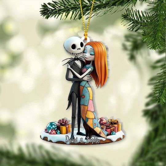 Spooky Couple Acrylic Ornament: Personalized Gothic Romantic Gift
