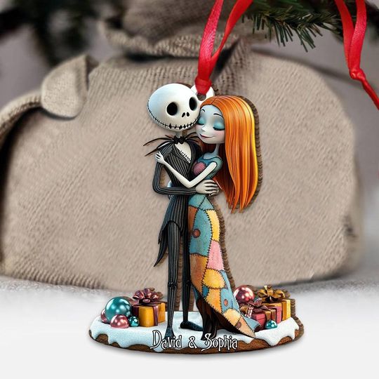 Spooky Couple Acrylic Ornament: Personalized Gothic Romantic Gift