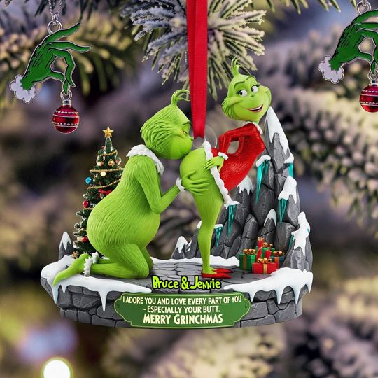 Personalized Green Monster Acrylic Ornament - Romantic Couples Gift