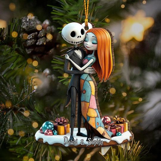Spooky Couple Acrylic Ornament: Personalized Gothic Romantic Gift