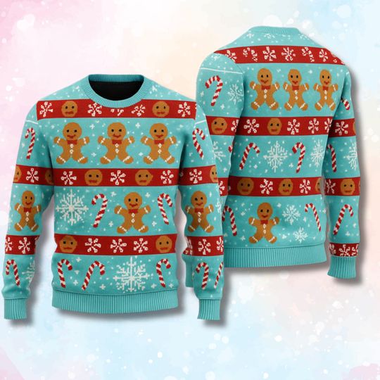 Funny Gingerbread Christmas Sweater, Ugly Holiday Party Knit Top