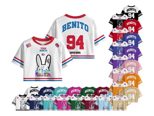 Benito 94 Mesh Boxy Jersey, Half-Time Show Shirt,Bad Bunny Crop Top,Fans Gift