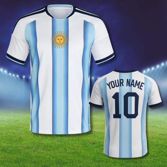 Personalized Argentina Soccer Jersey with Name Number, Football Fan Shirt