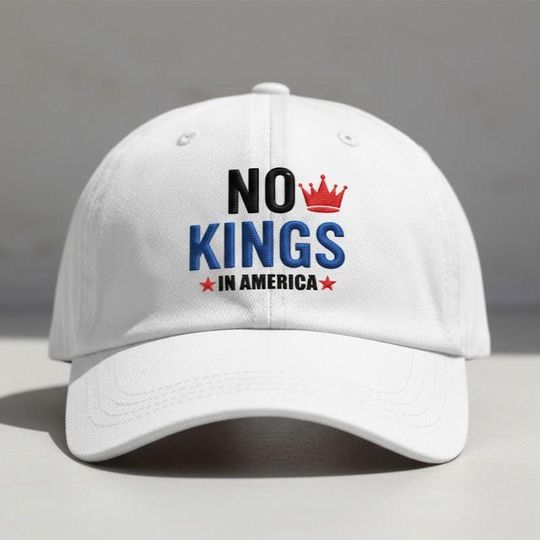 No Kings In America Embroidered Baseball Cap, Pro Democracy, Liberal Political Gift, Anti MAGA, Patriotic Retro Cap