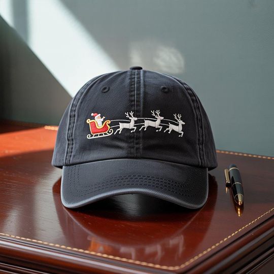 Merry Christmas Embroidered Baseball Cap, Santa Claus Winter Hat, Holiday Gift