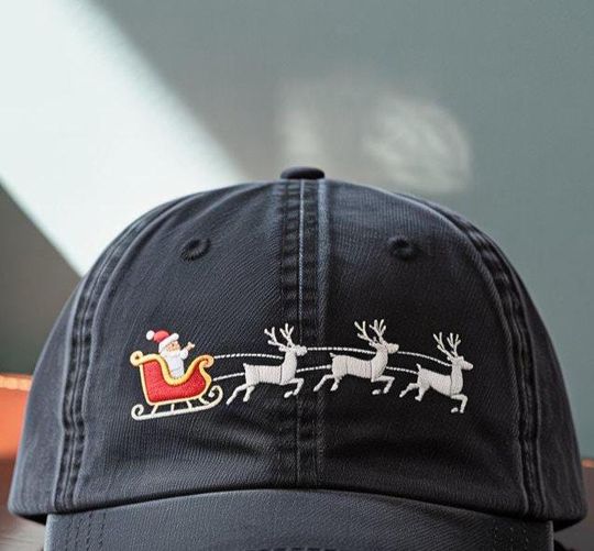 Merry Christmas Embroidered Baseball Cap, Santa Claus Winter Hat, Holiday Gift