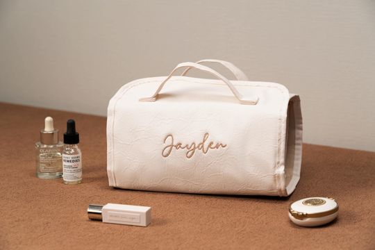 Custom Detachable Travel Toiletry Bag, Roll-Up Cosmetic Organizer with Clear Pouches