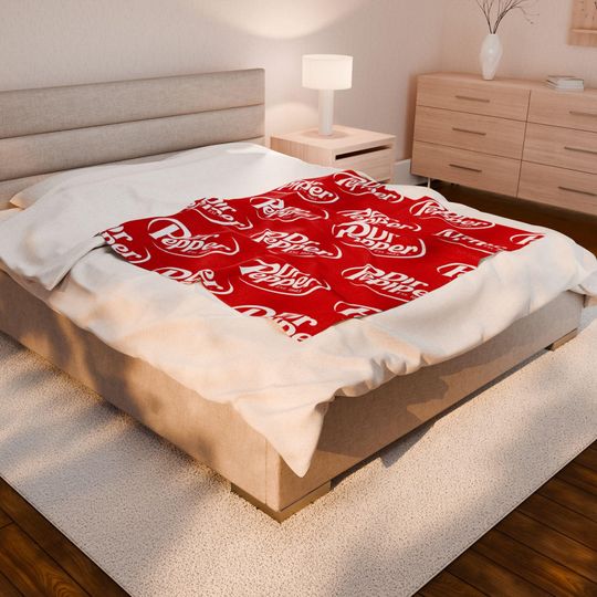 Dr Pepper Logo Fleece Blanket with Red Soda Pattern