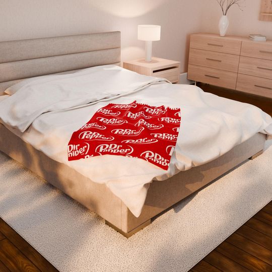 Dr Pepper Logo Fleece Blanket with Red Soda Pattern