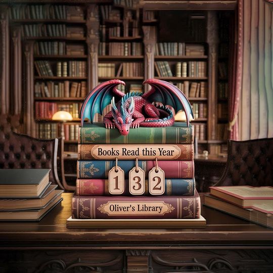 Personalized Vintage dragon Books Read Tracker - Books Read This Year, Vintage Book Lovers Gift