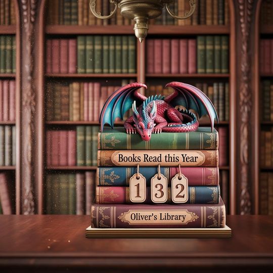 Personalized Vintage dragon Books Read Tracker - Books Read This Year, Vintage Book Lovers Gift