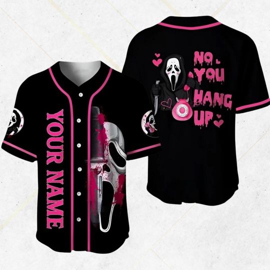 Ghost Face Horror Baseball Jersey: Custom Name, Spooky Valentine Gift