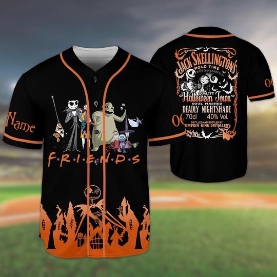 Personalized Jack Skellington Custom Halloween Baseball Team Jersey Shirt