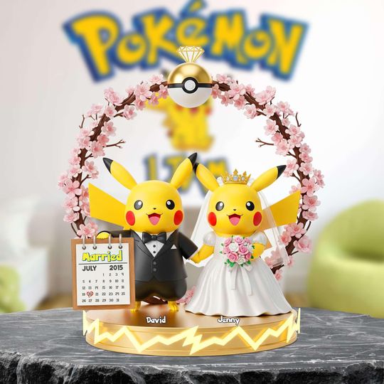 Custom Wedding Couple Figurine Light, Personalized Bride Groom Gift, Anniversary Decor Keepsake