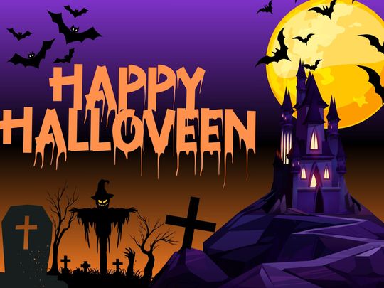 Spooky Halloween Yard Sign: Haunted House, Graveyard, Ghost Castle