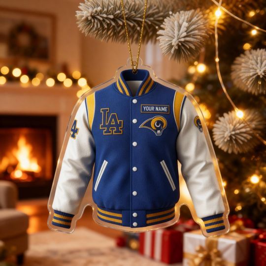 Personalized Los Angeles Jacket Ornament, Christmas Decor, Football Fan Gift, Holiday Ornament