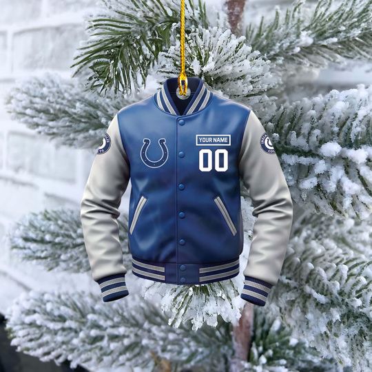 Indianapolis Colts Varsity Jacket football Ornament, Personalized football Gift
