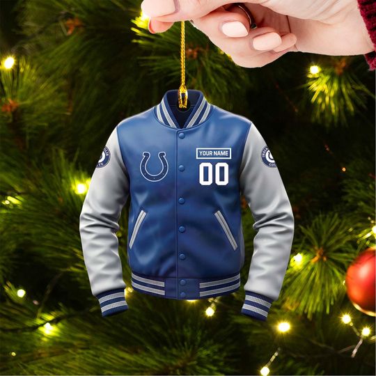 Indianapolis Colts Varsity Jacket football Ornament, Personalized football Gift