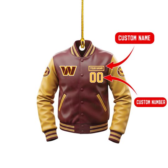 Washington Commanders Varsity Jacket Ornament, Personalized football Christmas Gift