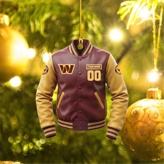 Washington Commanders Varsity Jacket Ornament, Personalized football Christmas Gift