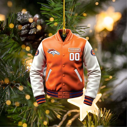 Denver Broncos Varsity Jacket Ornament, Personalized football Christmas Gift