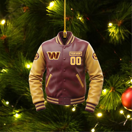 Washington Commanders Varsity Jacket Ornament, Personalized football Christmas Gift