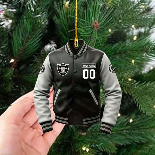 Las Vegas Raiders Varsity Jacket Ornament, Personalized football Christmas Gift