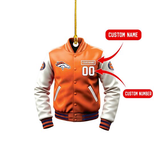 Denver Broncos Varsity Jacket Ornament, Personalized football Christmas Gift